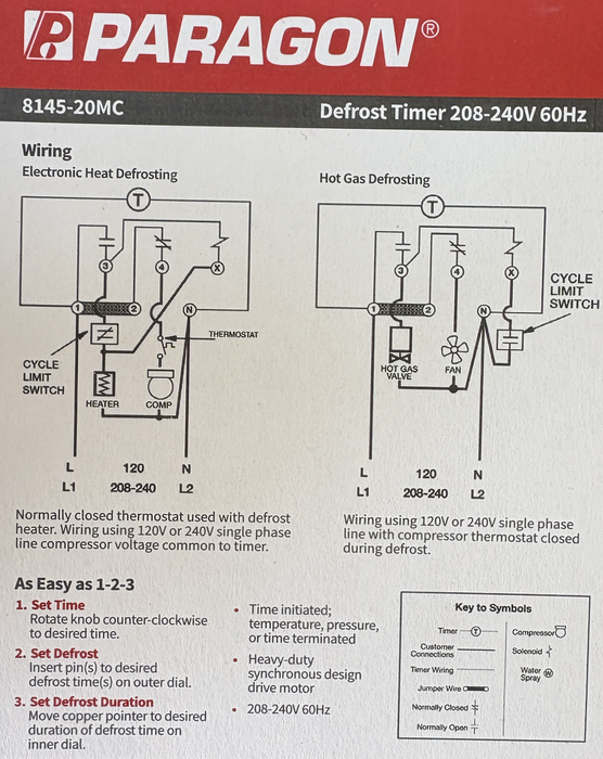 CNTRL144 Defrost Timer, 208-240V